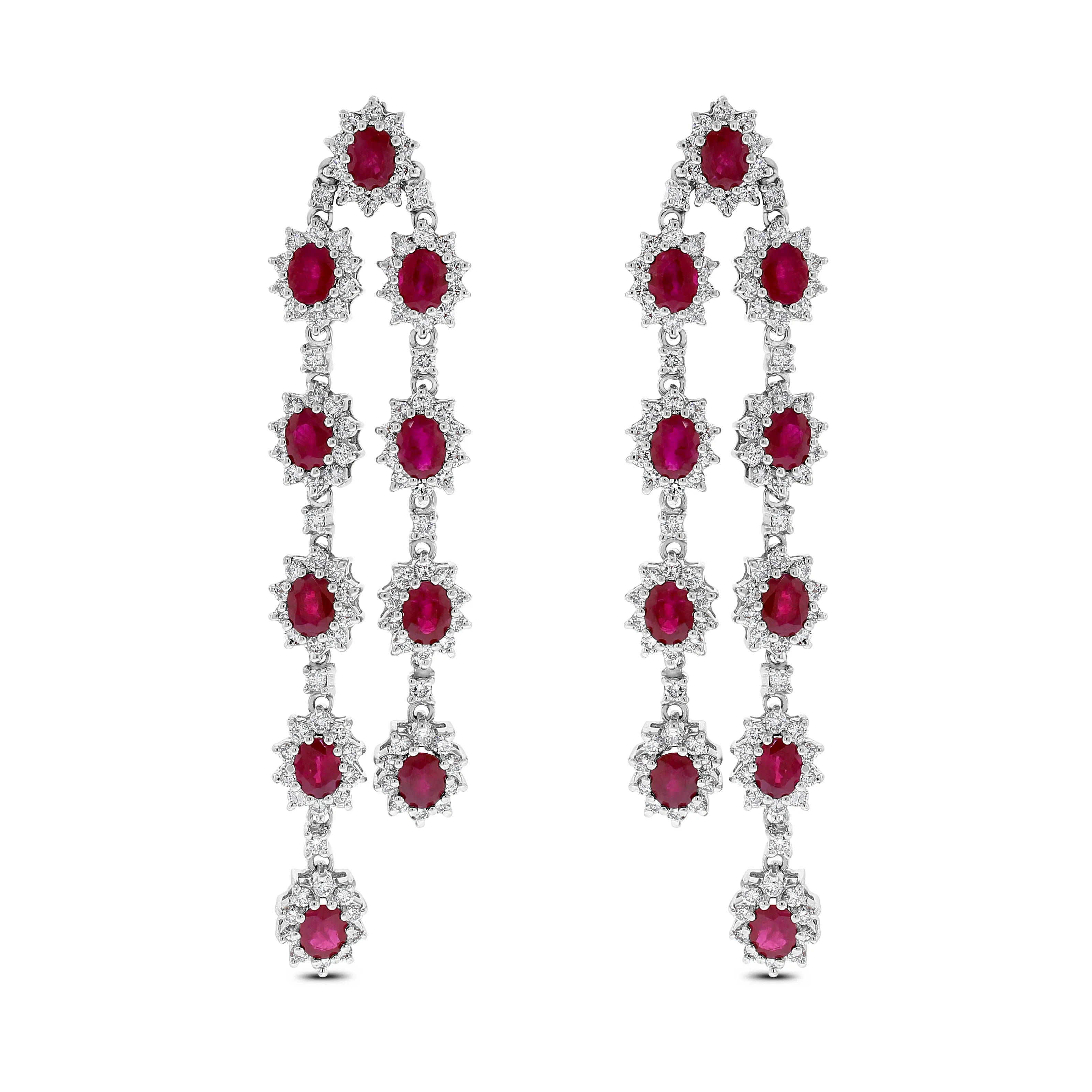 Rosemary Ruby Earrings (14.23 ct Rubies & Diamonds) in White Gold