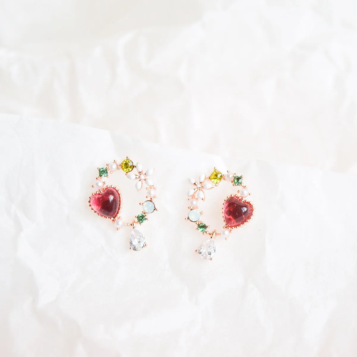 Ruby Anemone Earrings