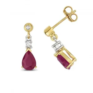 Ruby Drop Pear Earrings ED245R