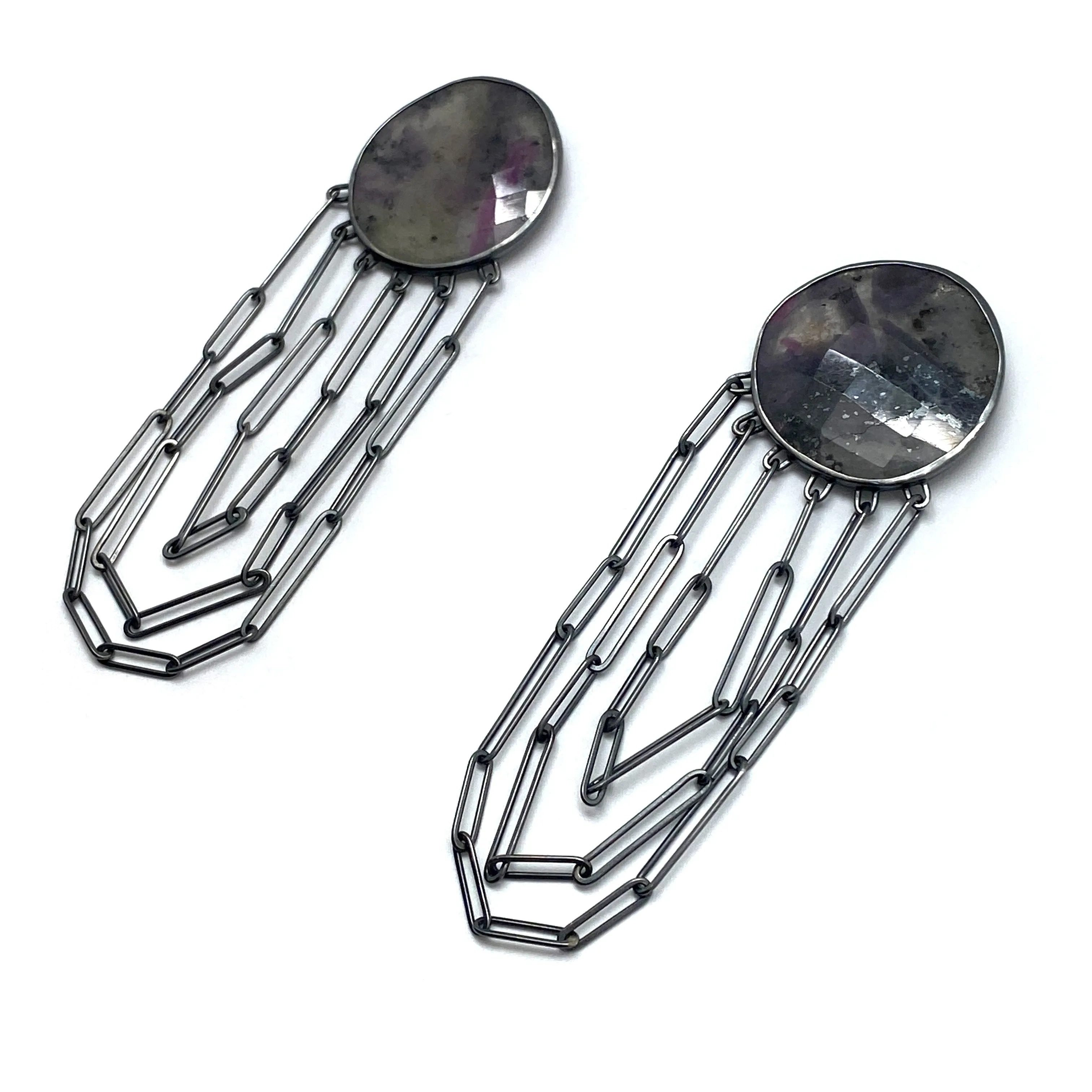 Ruby Zoisite Chain Earrings