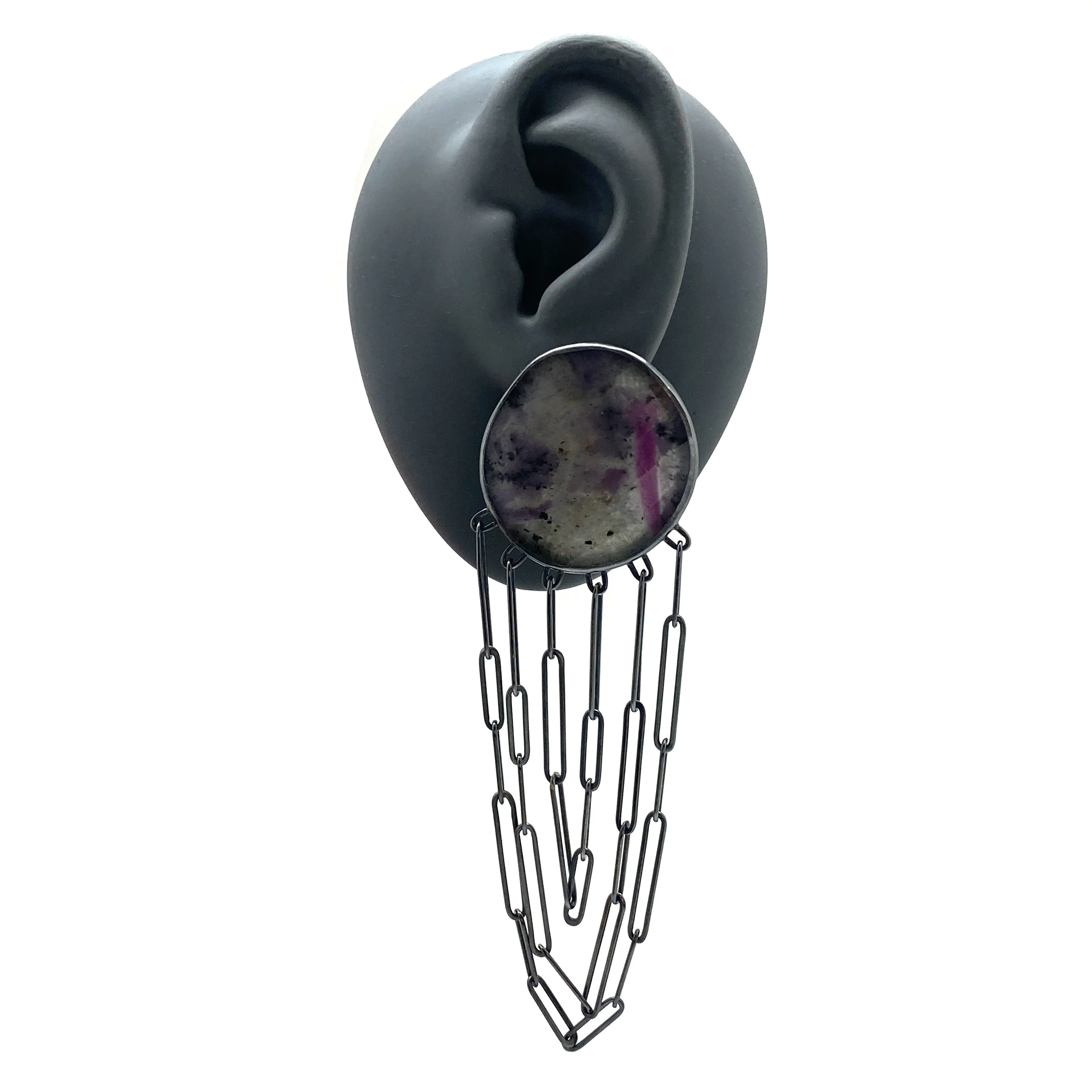 Ruby Zoisite Chain Earrings