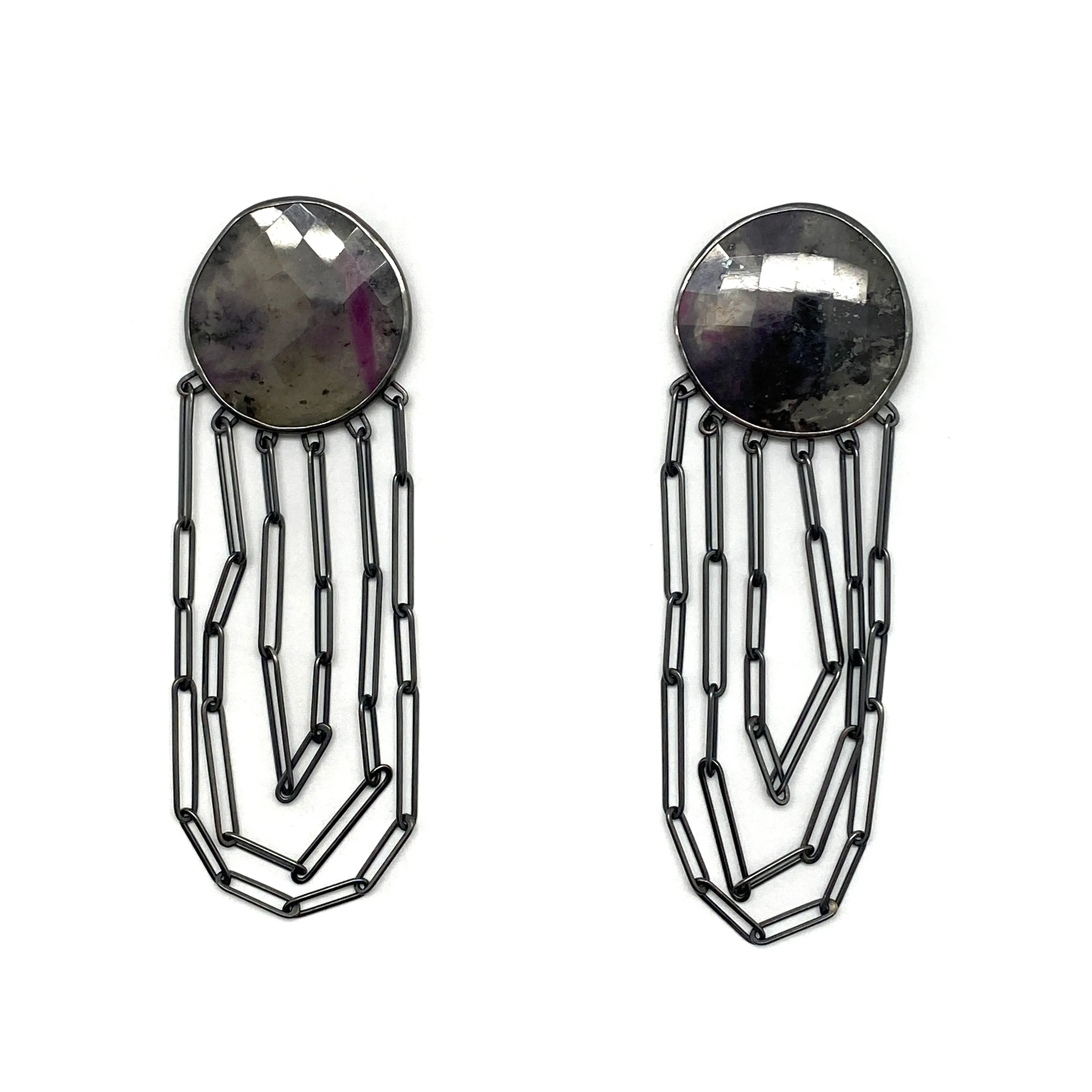 Ruby Zoisite Chain Earrings