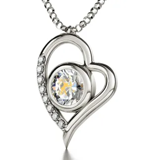 Sagittarius Sign, 14k White Gold Diamonds Necklace, Swarovski