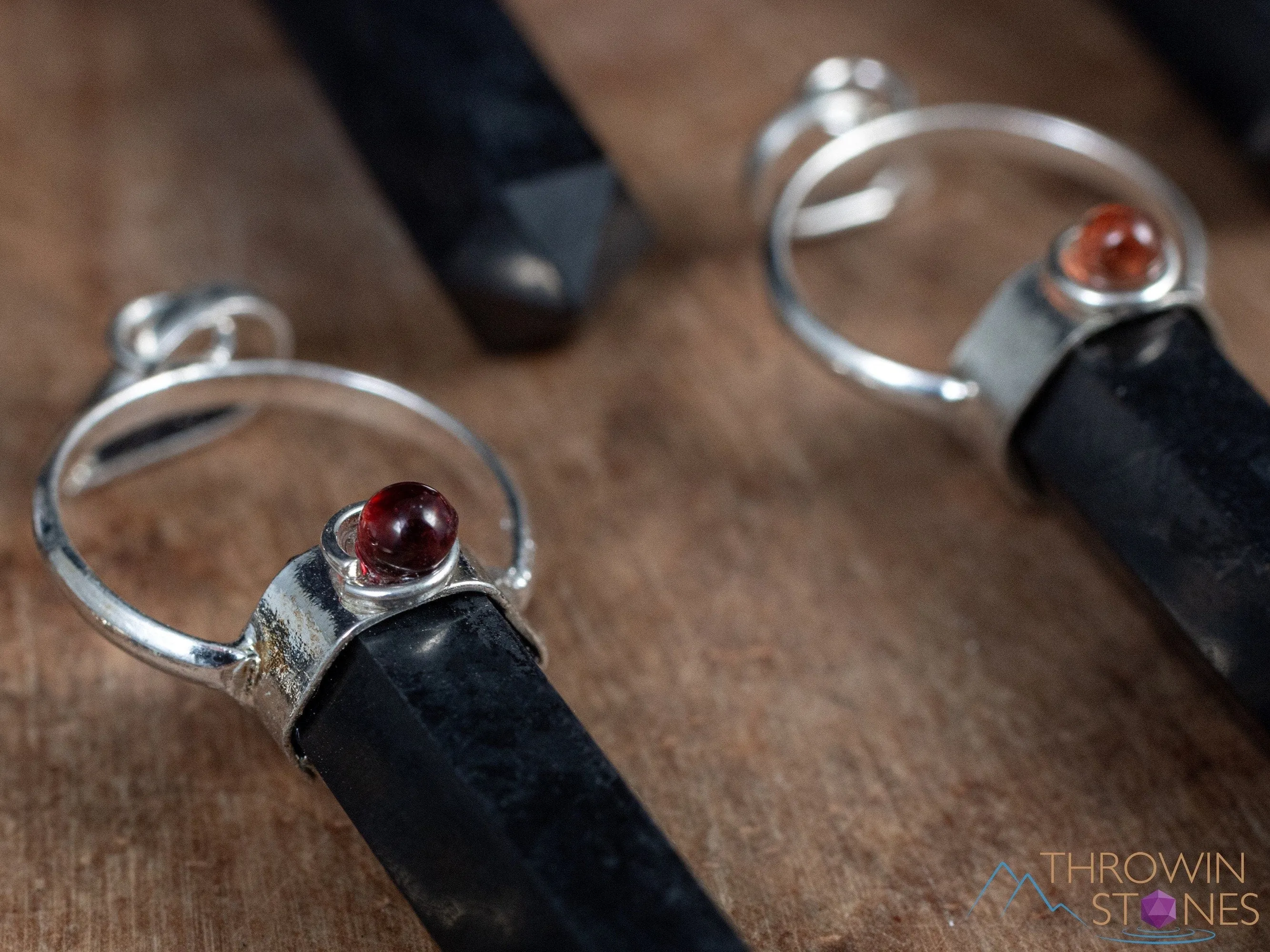 SHUNGITE and GARNET Crystal Pendant - Crystal Points, Handmade Jewelry, EMF Protection, E2170