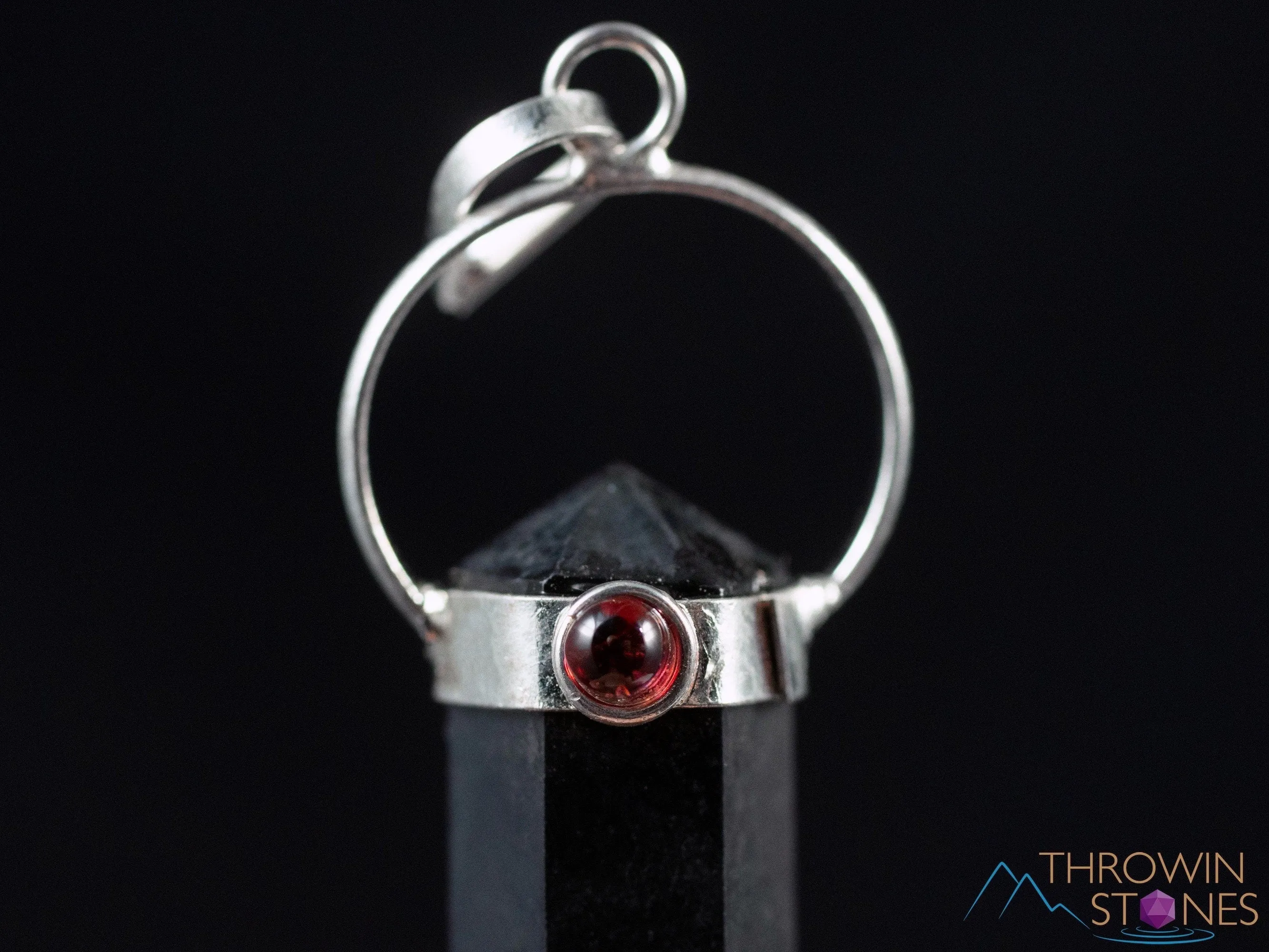 SHUNGITE and GARNET Crystal Pendant - Crystal Points, Handmade Jewelry, EMF Protection, E2170
