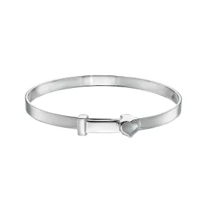 Silver Mother Of Pearl Heart Baby Bangle