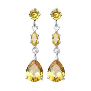 Silver Three-Stone Citrine Earrings