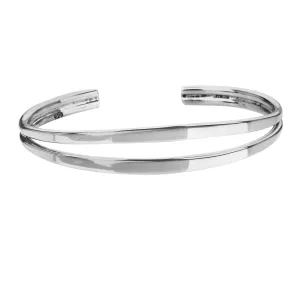 Silver Two Row Polished Torque Bangle