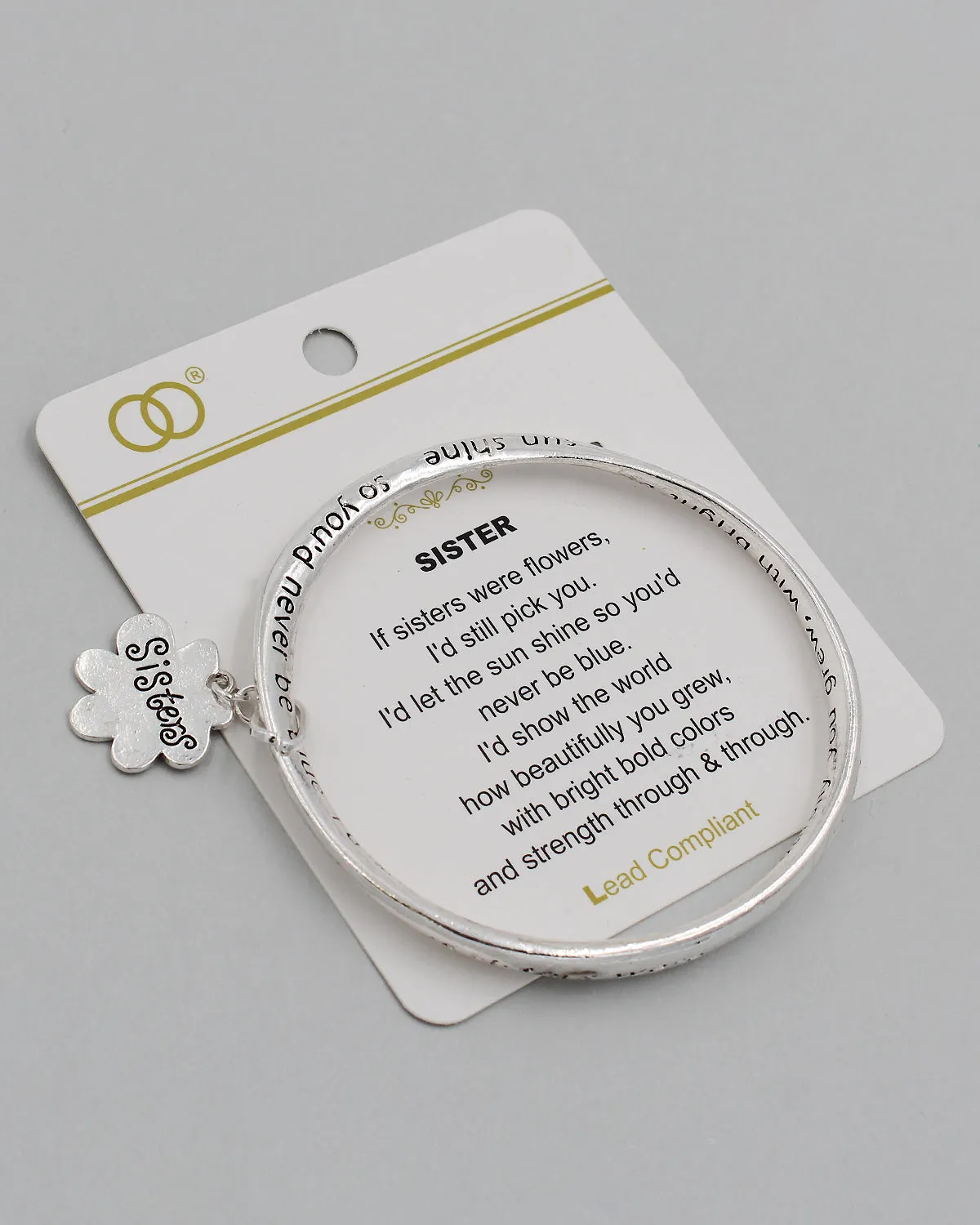 SISTER Inspirational Bangle Bracelet with Charm