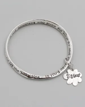 SISTER Inspirational Bangle Bracelet with Charm