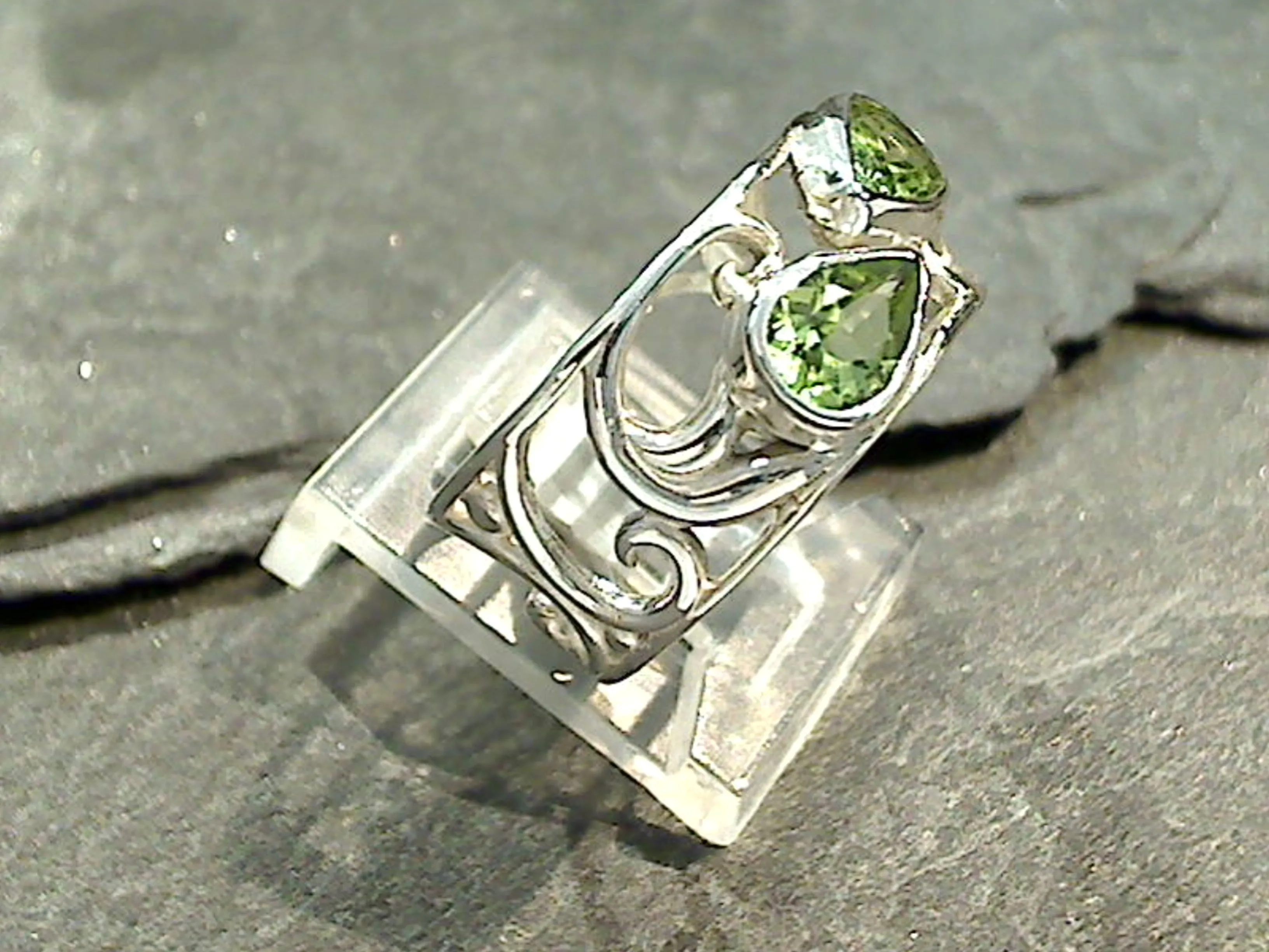 Size 9 Peridot, Sterling Silver Ring