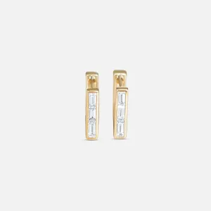 Skinny Square Diamond Huggie Earrings