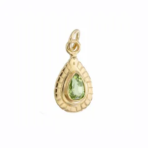 SMALL TEARDROP CHARM - PERIDOT - GOLD