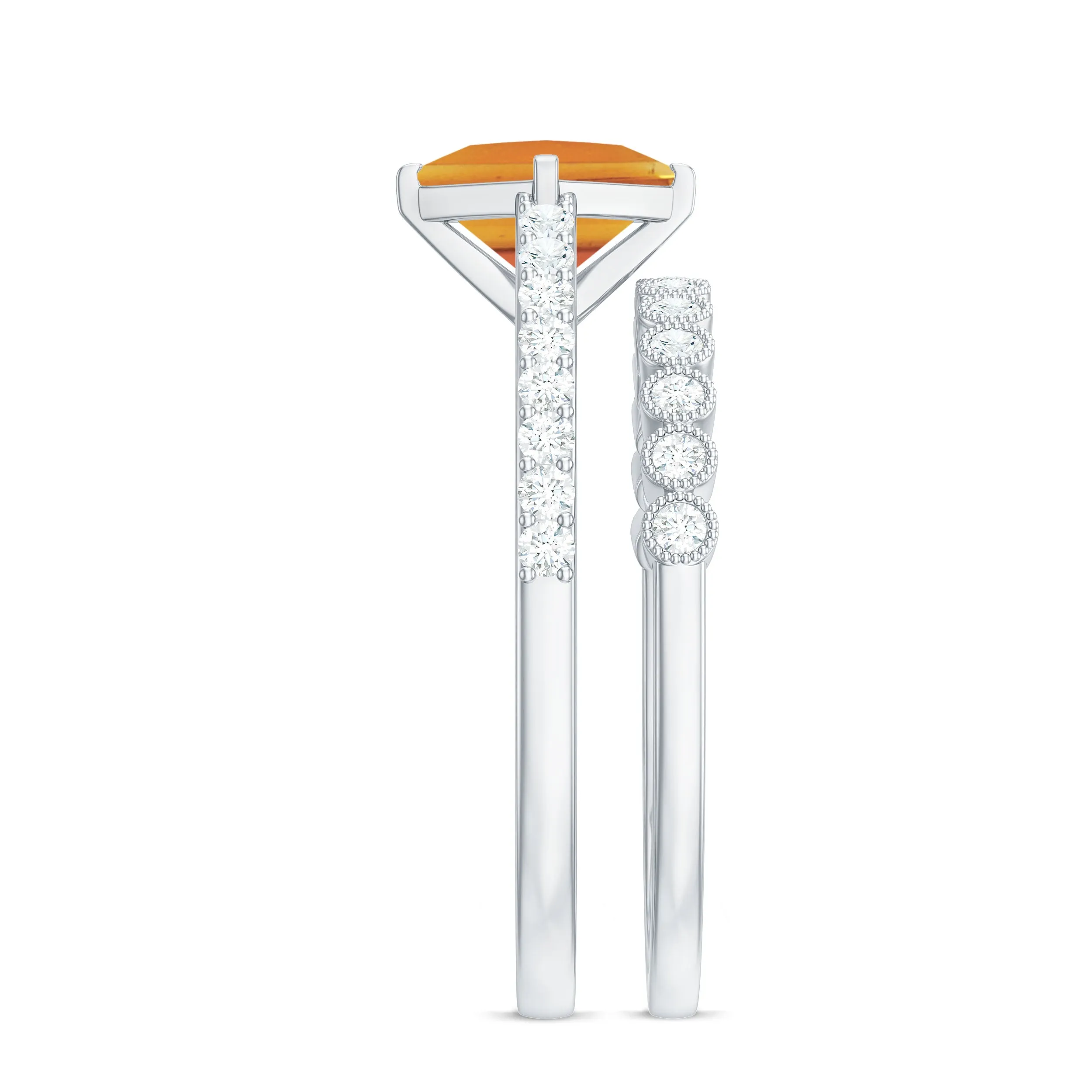 Solitaire Citrine and Moissanite Ring Set