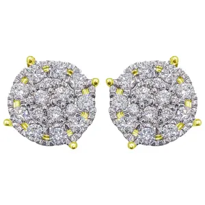Solitaire Illusion .94cttw Diamond Earrings 14K Yellow Gold