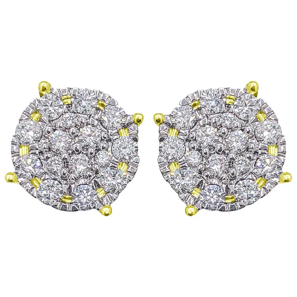 Solitaire Illusion .94cttw Diamond Earrings 14K Yellow Gold