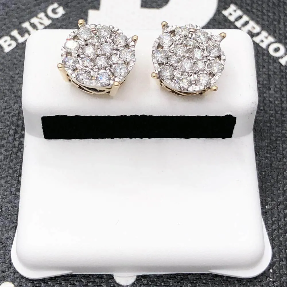 Solitaire Illusion .94cttw Diamond Earrings 14K Yellow Gold