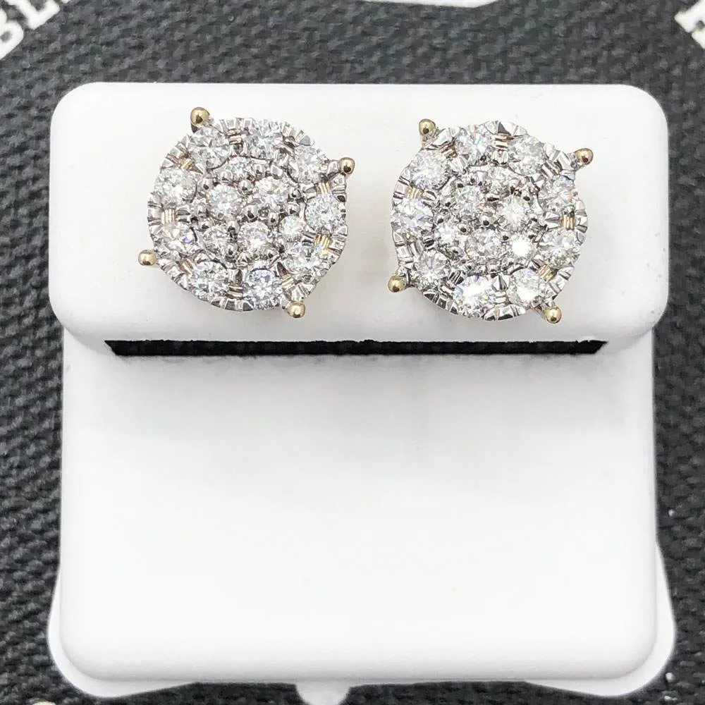 Solitaire Illusion .94cttw Diamond Earrings 14K Yellow Gold