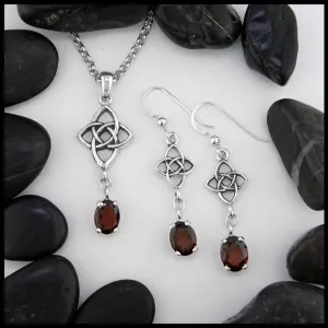Starlight Pendant and Earring Set with Garnet