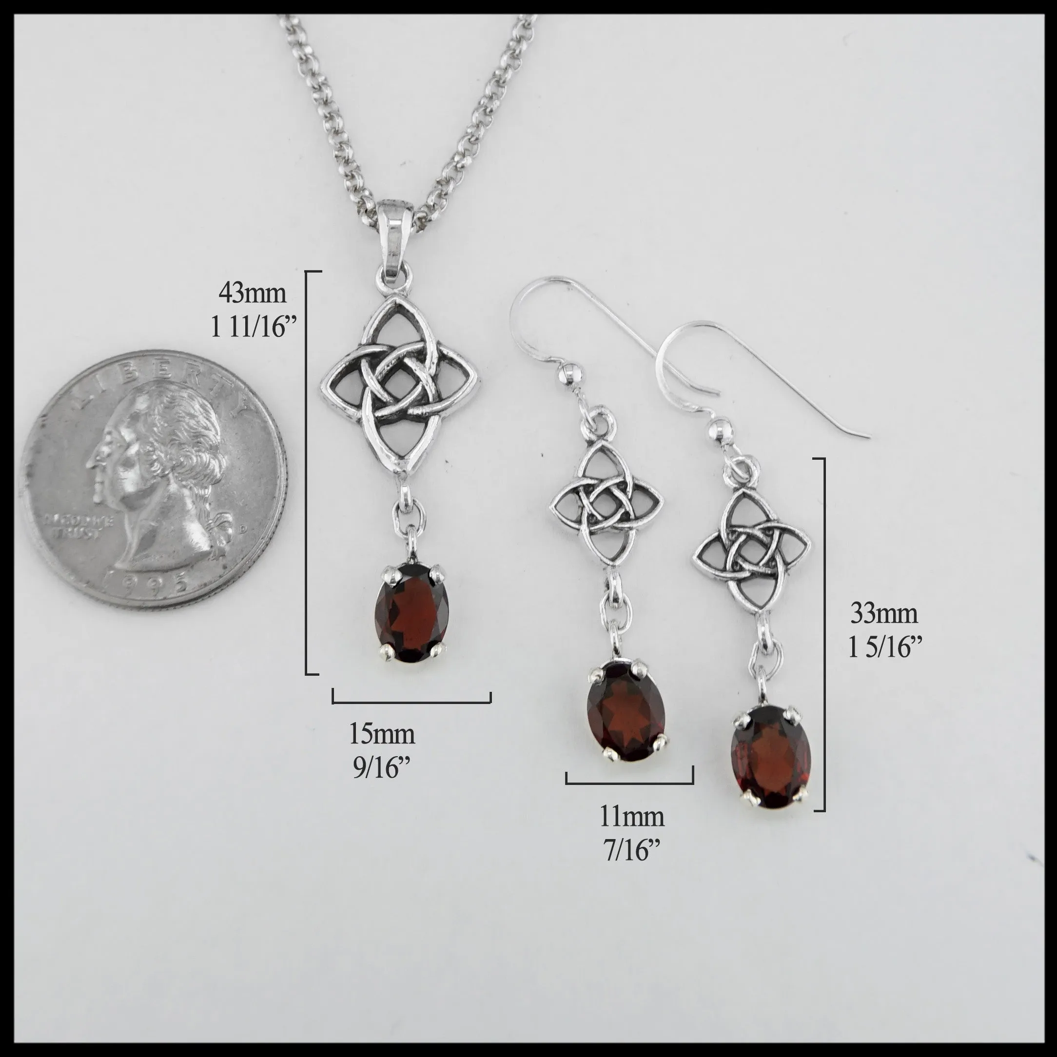 Starlight Pendant and Earring Set with Garnet