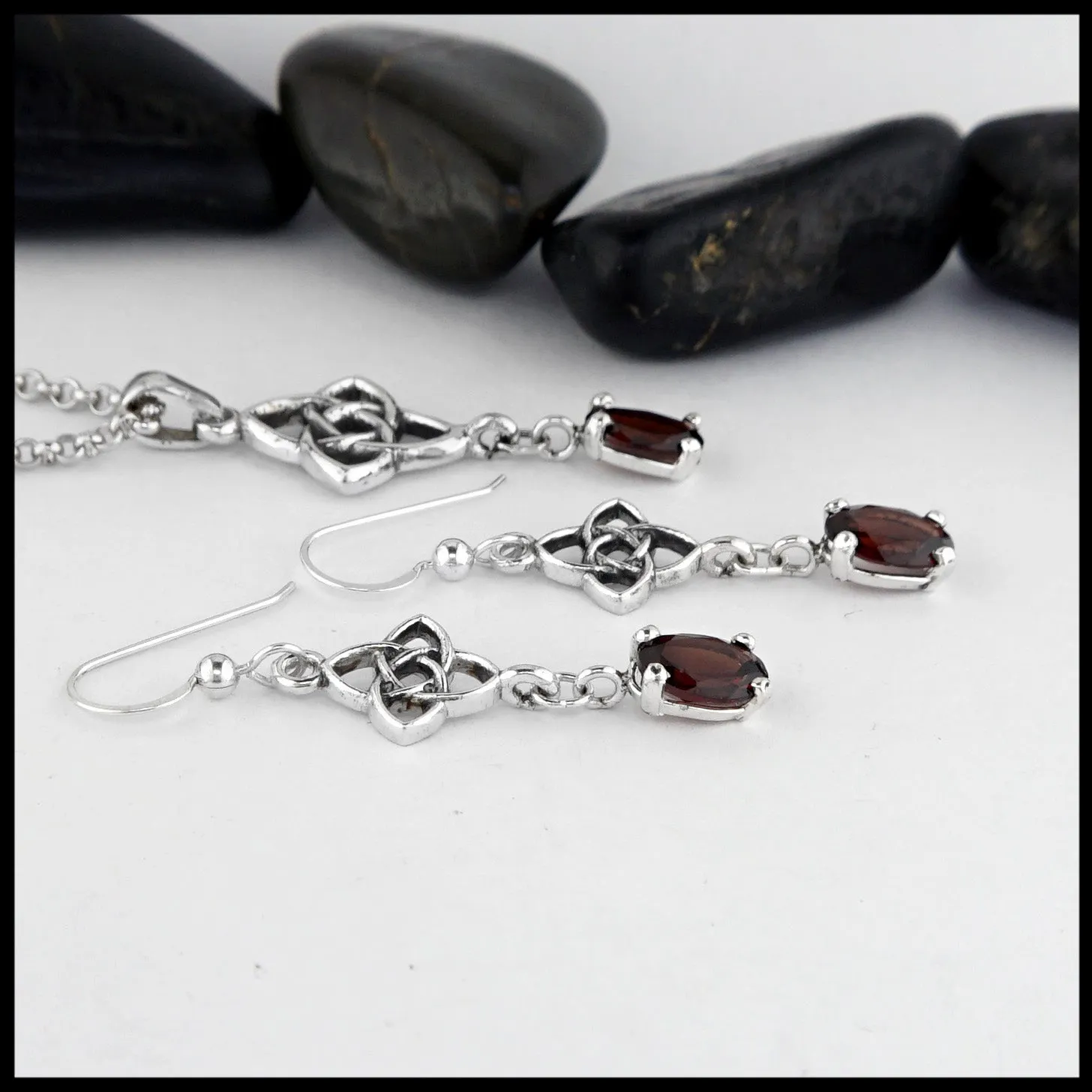 Starlight Pendant and Earring Set with Garnet