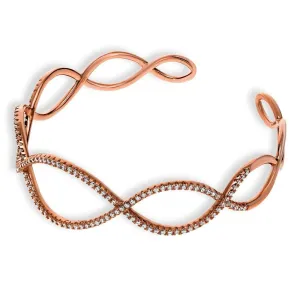 Sterling Silver & Rose Gold Vermeil Figure of 8 CZ Bangle