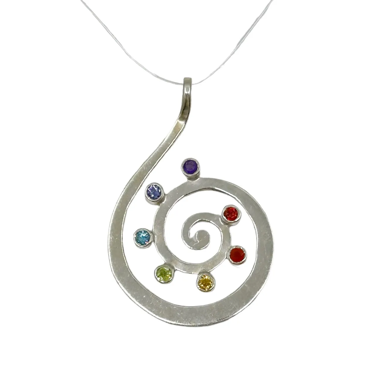 sterling silver gemstone spiral pendant