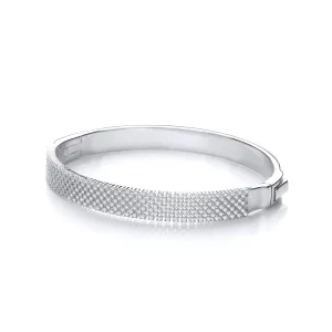 Sterling Silver Micro Pave Multi Row CZ Bangle