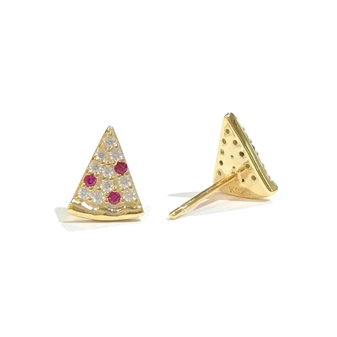 Sterling Silver Pepperoni Pizza Studs