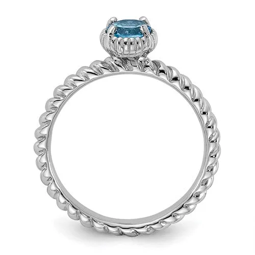 Sterling Silver Stackable Expressions Blue Topaz Round Ring