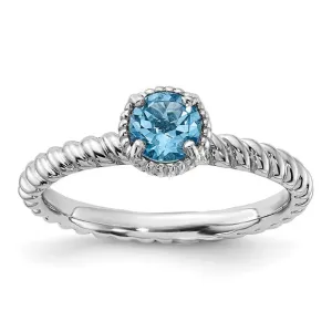 Sterling Silver Stackable Expressions Blue Topaz Round Ring