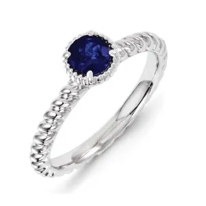Sterling Silver Stackable Expressions Created Blue Sapphire Round Ring