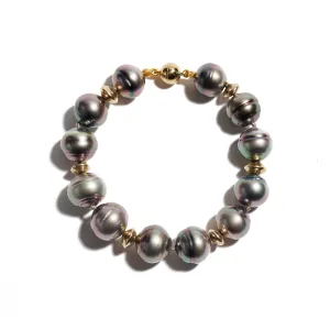 Tahitian Circle Pearls and Gold Bracelet