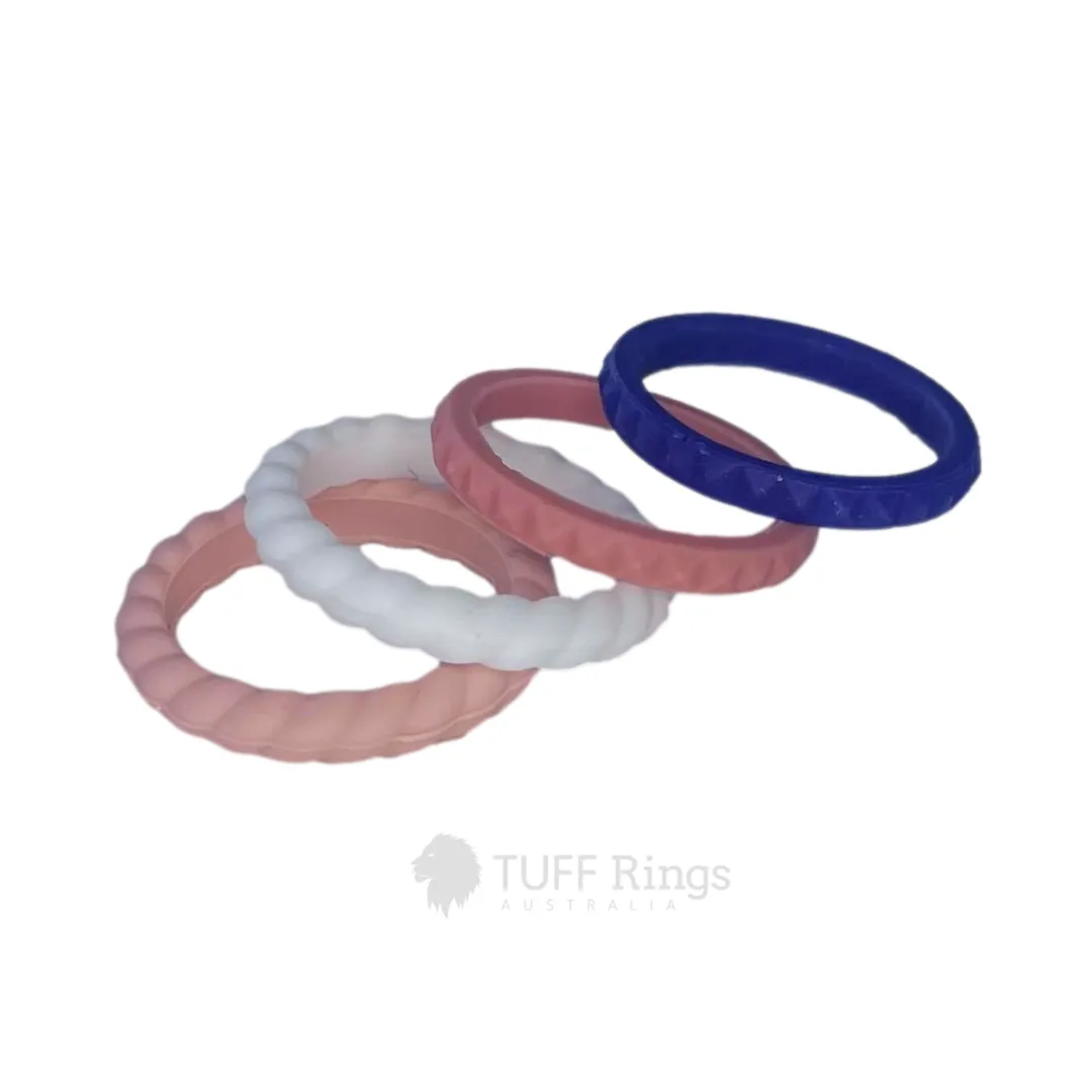 The 'TUFF Mum' Stackable Silicone Ring Set | Pink or Blue