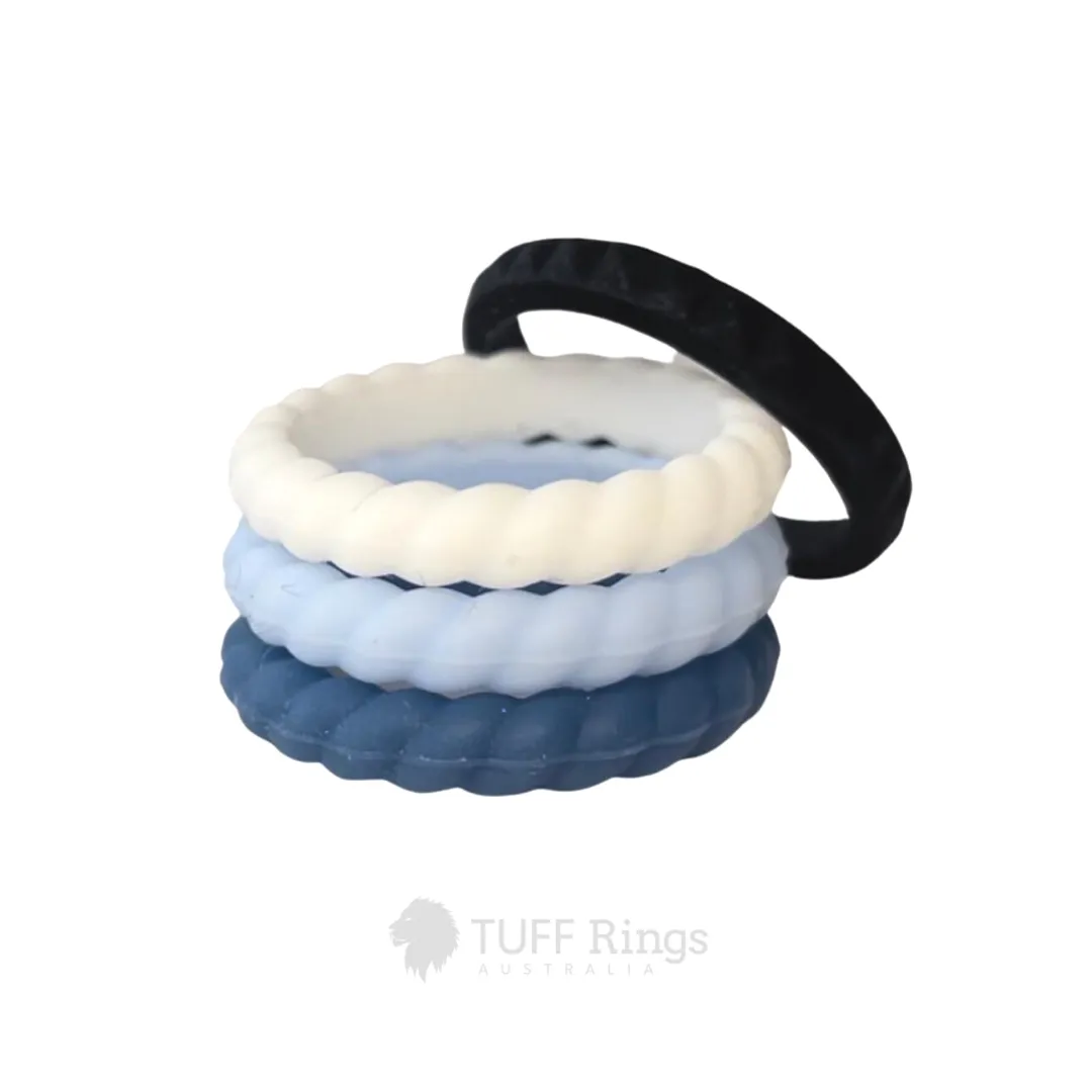 The 'TUFF Mum' Stackable Silicone Ring Set | Pink or Blue