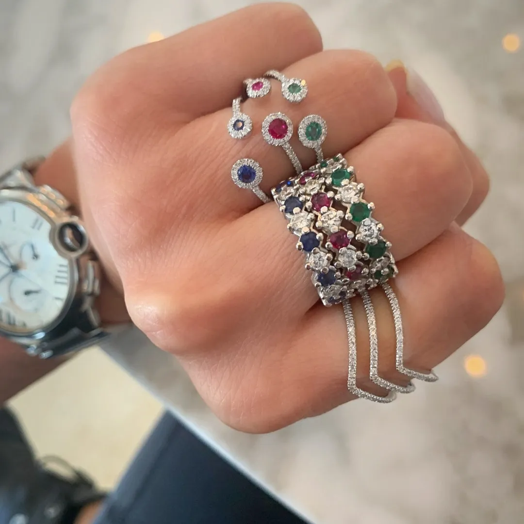 Three Triangles Pave Diamond Ring