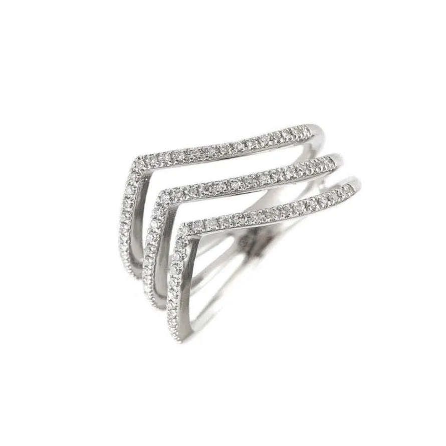 Three Triangles Pave Diamond Ring