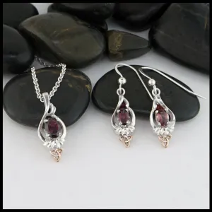 Trinity Twist Set with Rhodolite Garnet