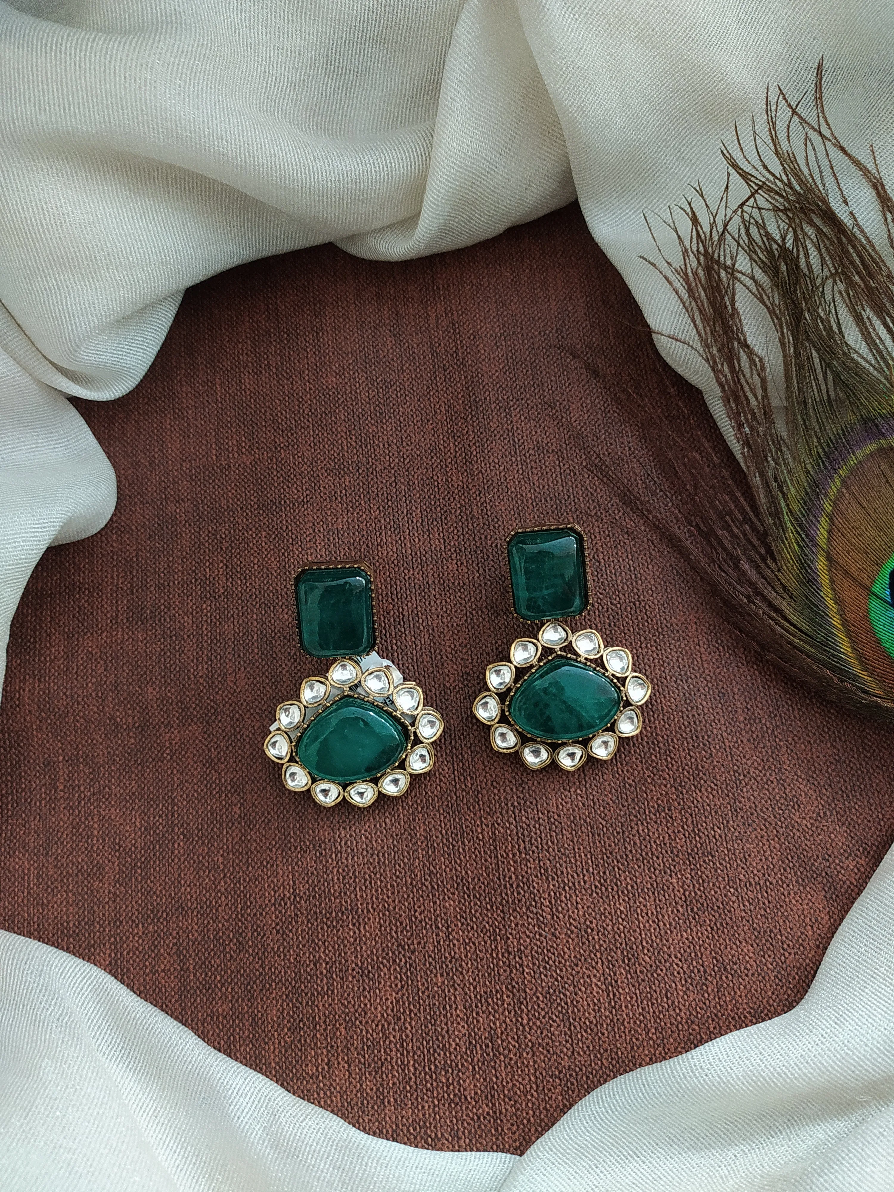 Unveiling Victorian Elegance Uncut Polki Stones Victorian Earrings