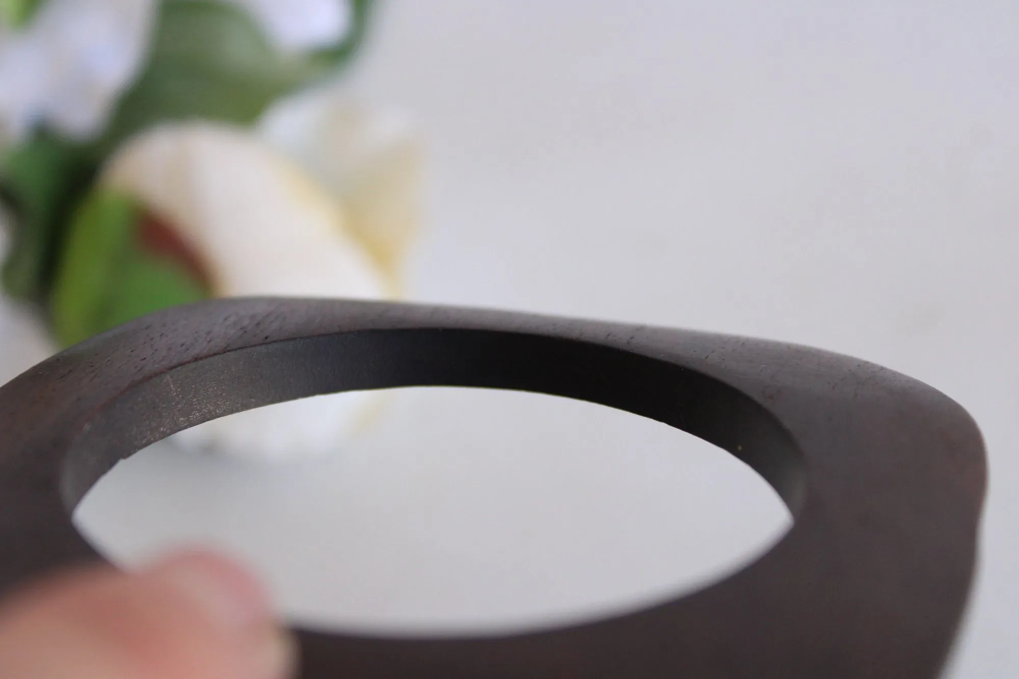 Vintage Brown Wood Carved Bangle Bracelet