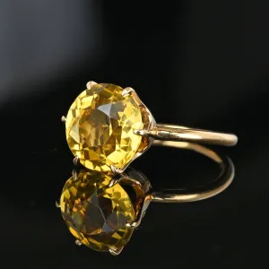 Vintage Mid Century 14K Gold Solitaire Citrine Ring