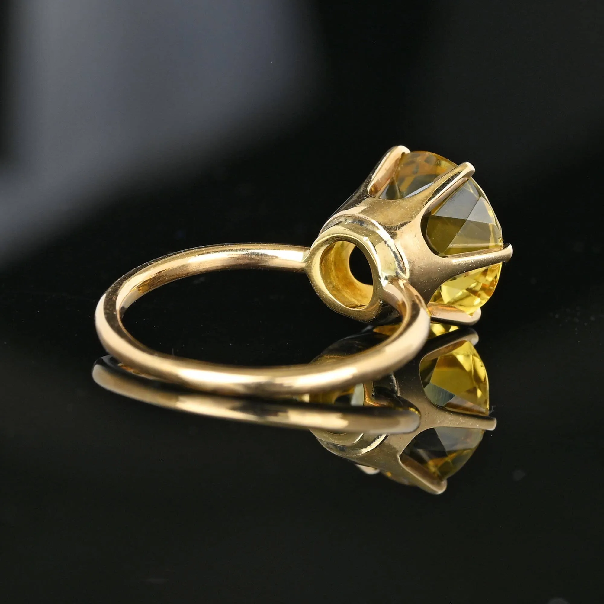 Vintage Mid Century 14K Gold Solitaire Citrine Ring