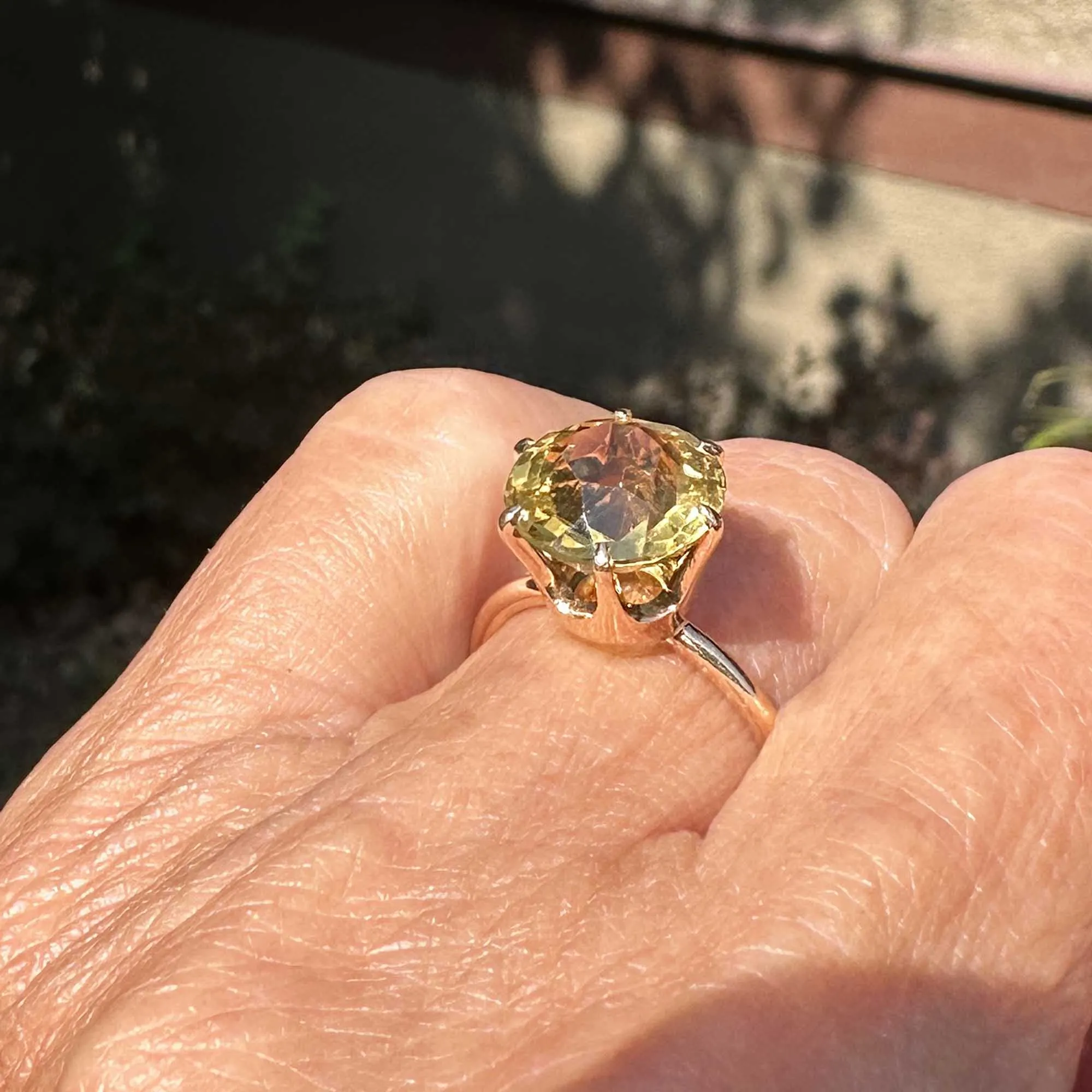 Vintage Mid Century 14K Gold Solitaire Citrine Ring