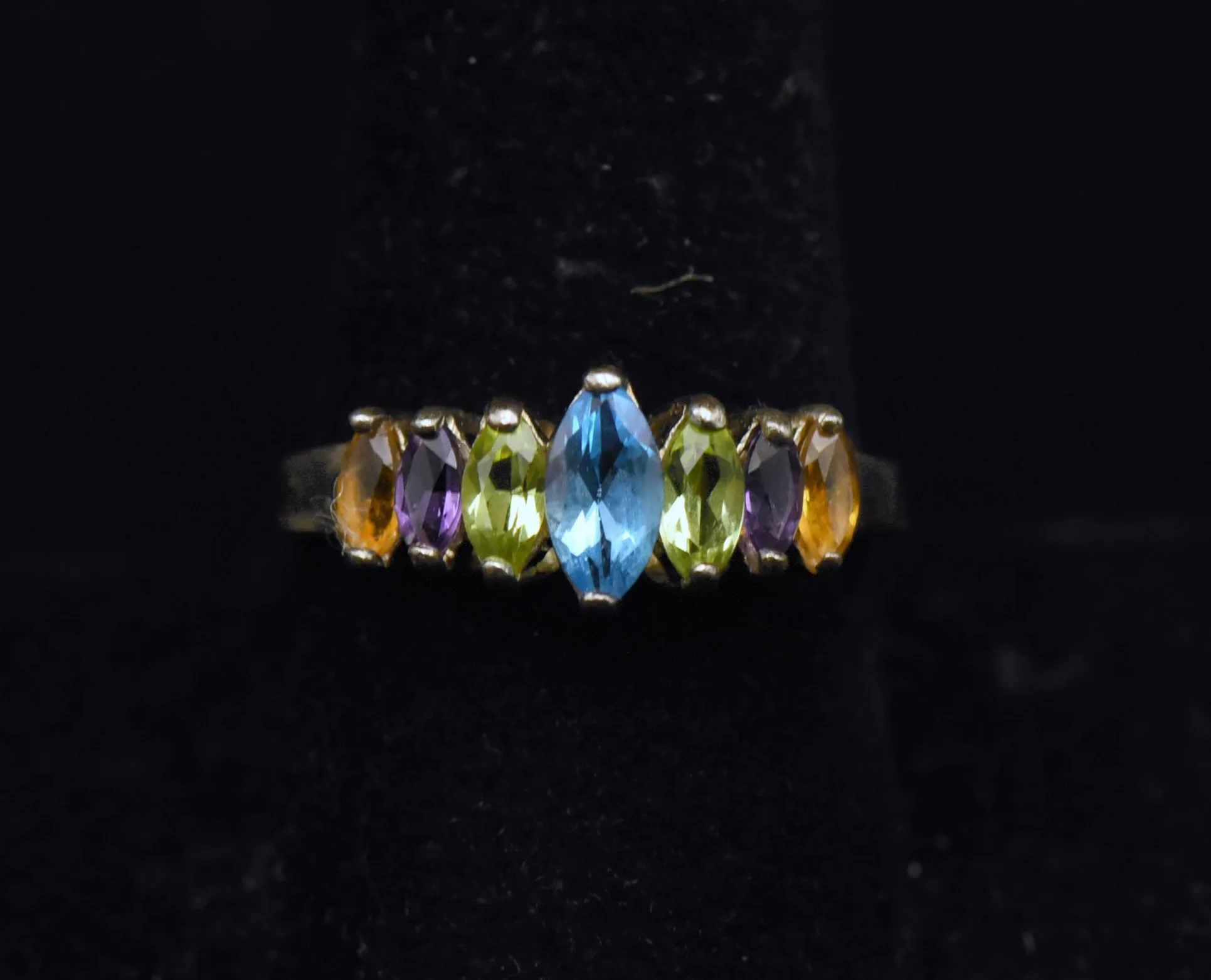 Vintage Multi-Gemstone Sterling Silver Ring - Size 9