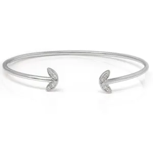 Winged Bangle with CZ Stones - Sterling Silver