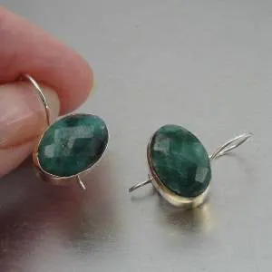 Yellow Gold & Sterling Silver Emerald Earrings